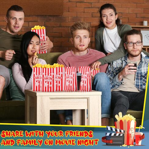 Sherr 300 Pcs Paper Popcorn Bags Bulk 2 oz Grease Proof Popcorn Holders Disposable Popcorn Accessories Vintage Red and White Striped Design for Popcorn Machine Movie Night Theater Carnival Supplies in Saudi Arabia
