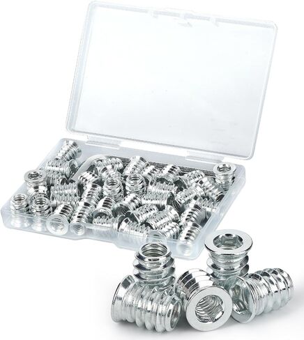 40-Pack 1/4"-20 Threaded Inserts for Wood Furniture，15mm Screw-in Nut Inserts Fasteners with Hex Drive，Secure Wood Joints with Precision in Saudi Arabia