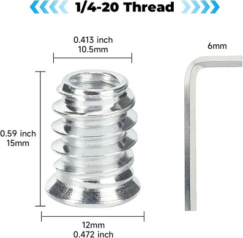 40-Pack 1/4"-20 Threaded Inserts for Wood Furniture，15mm Screw-in Nut Inserts Fasteners with Hex Drive，Secure Wood Joints with Precision in Saudi Arabia