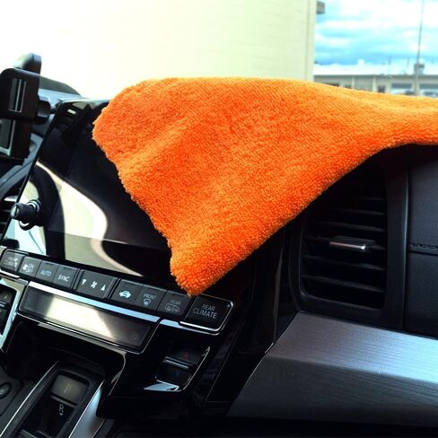 native gear Professional Grade Microfiber cleaing Cloth Towels edgeless 16 Inch x 16 Inch Car Drying Wash Detailing Buffing Polishing Towel with Plush Home 400GSM (Pack of 6) (Blue & Orange) in Saudi Arabia