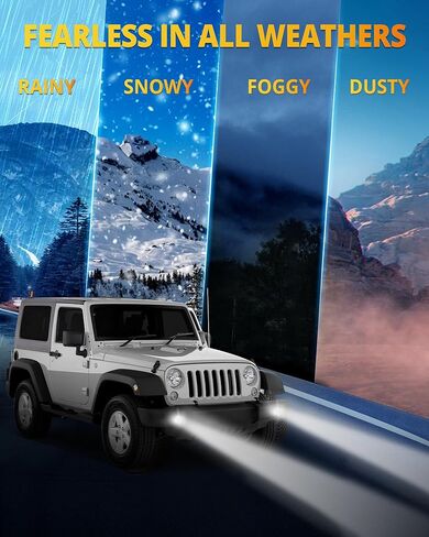 NAOEVO 5 بوصة مصابيح LED للتثبيت على السطح، 40 وات 4000 لومن مجموعة إضاءة LED شريط إضاءة/الطرق الوعرة/القيادة/مصابيح الضباب، مصابيح LED عكسية/نسخ احتياطي/أضواء عمل للشاحنات والقارب جيب 4x4 UTV ATV، عبوتان (أبيض) in Kuwait