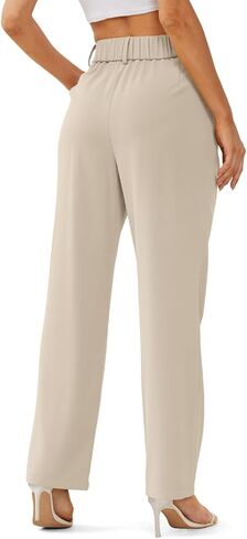 سروال عمل سادة من Onlypuff للنساء طويل وواسع الساق فضفاض بيج XL in Kuwait