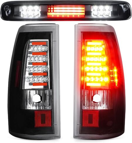 LED Tail Light + 3rd Third Brake Light Fit for Chevy Silverado GMC Sierra 1500 2500 3500 1500 HD 2500 HD 2003-2006, for Chevy Silverado GMC Sierra Classic Models 2007, 3 Pcs, Chrome Housing Smoke Lens in Saudi Arabia