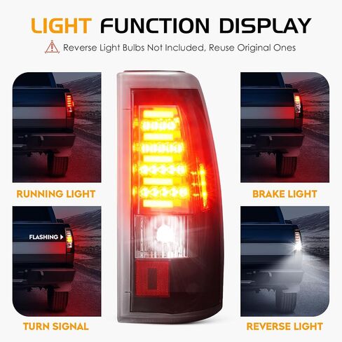 LED Tail Light + 3rd Third Brake Light Fit for Chevy Silverado GMC Sierra 1500 2500 3500 1500 HD 2500 HD 2003-2006, for Chevy Silverado GMC Sierra Classic Models 2007, 3 Pcs, Chrome Housing Smoke Lens in Saudi Arabia