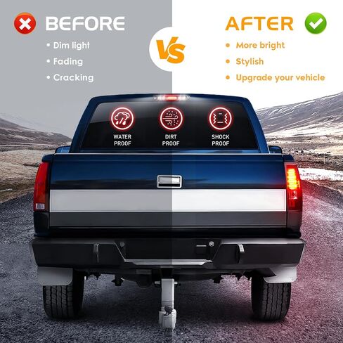 LED Tail Light + 3rd Third Brake Light Fit for Chevy Silverado GMC Sierra 1500 2500 3500 1500 HD 2500 HD 2003-2006, for Chevy Silverado GMC Sierra Classic Models 2007, 3 Pcs, Chrome Housing Smoke Lens in Saudi Arabia