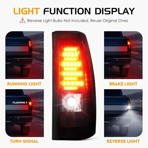 LED Tail Light + 3rd Third Brake Light Fit for Chevy Silverado GMC Sierra 1500 2500 3500 1500 HD 2500 HD 2003-2006, for Chevy Silverado GMC Sierra Classic Models 2007, 3 Pcs, Chrome Housing Smoke Lens in Saudi Arabia