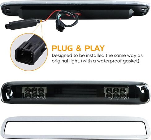 LED Tail Light + 3rd Third Brake Light Fit for Chevy Silverado GMC Sierra 1500 2500 3500 1500 HD 2500 HD 2003-2006, for Chevy Silverado GMC Sierra Classic Models 2007, 3 Pcs, Chrome Housing Smoke Lens in Saudi Arabia