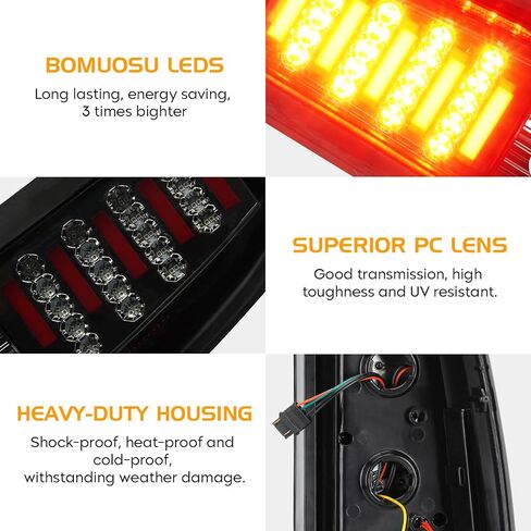 LED Tail Light + 3rd Third Brake Light Fit for Chevy Silverado GMC Sierra 1500 2500 3500 1500 HD 2500 HD 2003-2006, for Chevy Silverado GMC Sierra Classic Models 2007, 3 Pcs, Chrome Housing Smoke Lens in Saudi Arabia