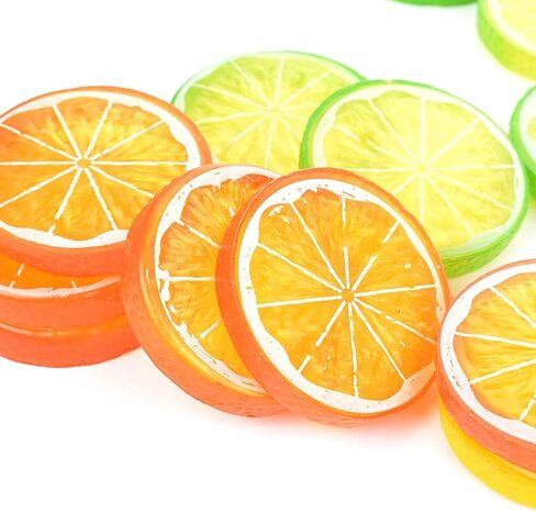 30 PCS Artificial Lemon Slices - Simulation Lemon Slices Plastic Fake Fruit Artificial Lifelike Small Fruit Model for Home Kitchen Table Party Decor Photography Prop Wedding Decoration (Orange) in Kuwait