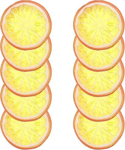 30 PCS Artificial Lemon Slices - Simulation Lemon Slices Plastic Fake Fruit Artificial Lifelike Small Fruit Model for Home Kitchen Table Party Decor Photography Prop Wedding Decoration (Orange) in Kuwait