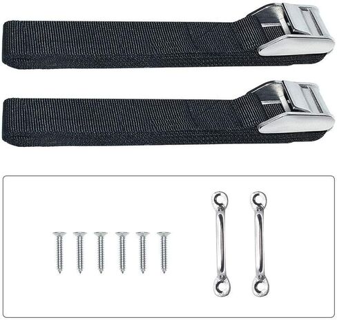 Battery Box Hold-Down Strap Tie Down Strap for Gas Fuel Heavy Duty Battery Box Replament Tie Down Strap Kit Anti-UV Strap with Stainless Steel Cam Buckle, Stainless Steel Deck Loop Mounts, SS Screws in Kuwait