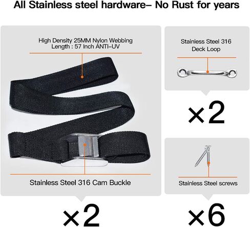 Battery Box Hold-Down Strap Tie Down Strap for Gas Fuel Heavy Duty Battery Box Replament Tie Down Strap Kit Anti-UV Strap with Stainless Steel Cam Buckle, Stainless Steel Deck Loop Mounts, SS Screws in Kuwait