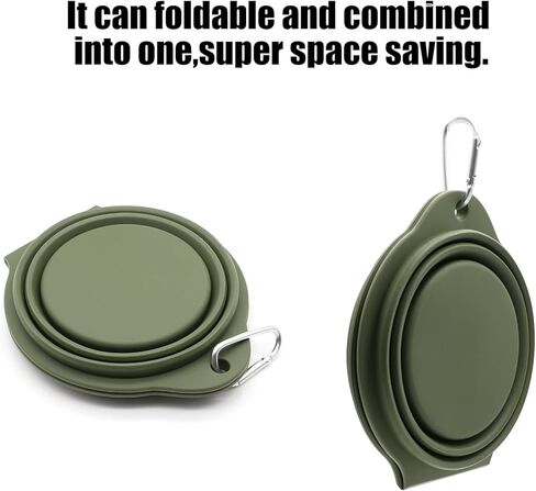 أوعية الكلاب القابلة للطي من SLSON، أوعية مزدوجة مدمجة للكلاب بدون حافة بلاستيكية 2 في 1 قابلة للطي لطعام الحيوانات الأليفة ووعاء الماء وطبق تغذية القطط للمشي والمشي لمسافات طويلة والتخييم، أخضر in Kuwait