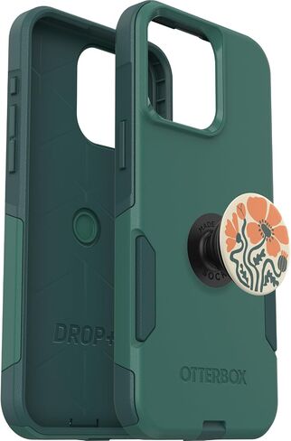 Bundle: OtterBox iPhone 15 Pro MAX (Only) Commuter Series Case - (BLACK) + PopSockets PopGrip - (BLACK), slim & tough, pocket-friendly, with port protection, PopGrip included in Saudi Arabia