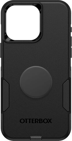 Bundle: OtterBox iPhone 15 Pro MAX (Only) Commuter Series Case - (BLACK) + PopSockets PopGrip - (BLACK), slim & tough, pocket-friendly, with port protection, PopGrip included in Saudi Arabia