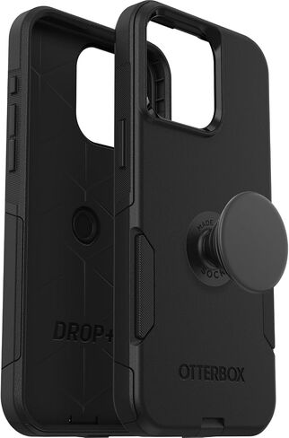 Bundle: OtterBox iPhone 15 Pro MAX (Only) Commuter Series Case - (BLACK) + PopSockets PopGrip - (BLACK), slim & tough, pocket-friendly, with port protection, PopGrip included in Saudi Arabia