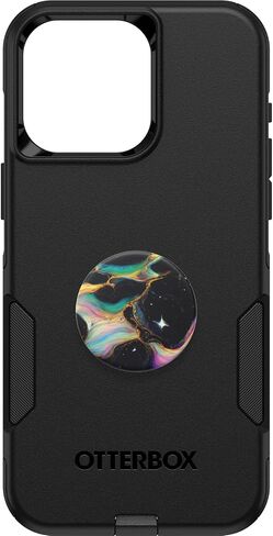 Bundle: OtterBox iPhone 15 Pro MAX (Only) Commuter Series Case - (BLACK) + PopSockets PopGrip - (BLACK), slim & tough, pocket-friendly, with port protection, PopGrip included in Saudi Arabia