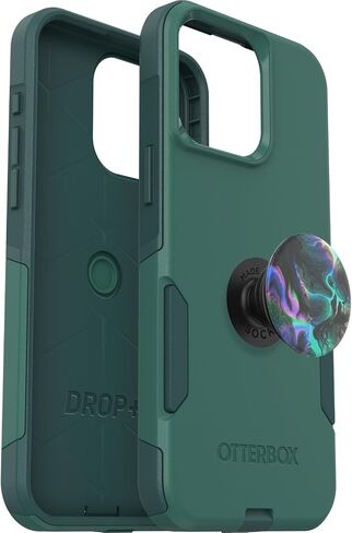 Bundle: OtterBox iPhone 15 Pro MAX (Only) Commuter Series Case - (BLACK) + PopSockets PopGrip - (BLACK), slim & tough, pocket-friendly, with port protection, PopGrip included in Saudi Arabia