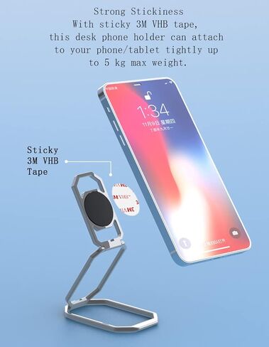 Phone Ring Holder Finger Kickstand Foldable Cellphone Stand 360° Rotation Metal Ring Grip for Magnetic Car Mount Compatible with iPhone Most Smartphone Black in Kuwait