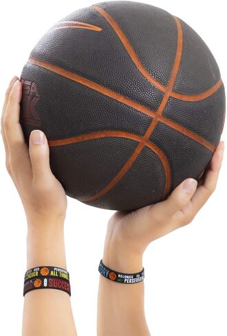 Sainstone Basketball VICTORY SUCCESS Silicone Motivational Wristbands, Engraved Rubber Inspirational Quote Bracelets for Warriors Lakers Sports Birthday Party Cheer Gifts Supplies Favors in Kuwait