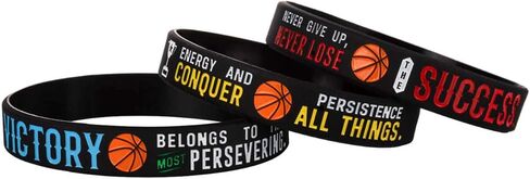 Sainstone Basketball VICTORY SUCCESS Silicone Motivational Wristbands, Engraved Rubber Inspirational Quote Bracelets for Warriors Lakers Sports Birthday Party Cheer Gifts Supplies Favors in Kuwait