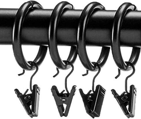 Yinuoday 50pcs Metal Curtain Rings with Clips Openable Drapery Clips Hooks Decorative Curtain Rod Rings 1.26in Interior Diameter Curtain Drapes Hangers Rings for Hanging Drapery in Kuwait