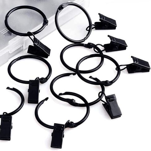 Yinuoday 50pcs Metal Curtain Rings with Clips Openable Drapery Clips Hooks Decorative Curtain Rod Rings 1.26in Interior Diameter Curtain Drapes Hangers Rings for Hanging Drapery in Kuwait