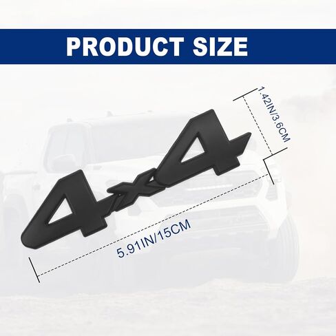 Universal 4X4 Emblem Badge 3D Logo, Full Coverage Adhesive Replacement Compatible with Toyota 4Run, Tac, Tun SUV Truck Pickup Model, 3D Metal Matte Black Logo Trunk Badge (Matte Black) in Saudi Arabia