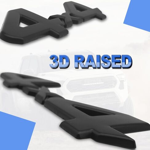 Universal 4X4 Emblem Badge 3D Logo, Full Coverage Adhesive Replacement Compatible with Toyota 4Run, Tac, Tun SUV Truck Pickup Model, 3D Metal Matte Black Logo Trunk Badge (Matte Black) in Saudi Arabia