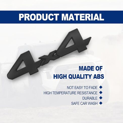 Universal 4X4 Emblem Badge 3D Logo, Full Coverage Adhesive Replacement Compatible with Toyota 4Run, Tac, Tun SUV Truck Pickup Model, 3D Metal Matte Black Logo Trunk Badge (Matte Black) in Saudi Arabia