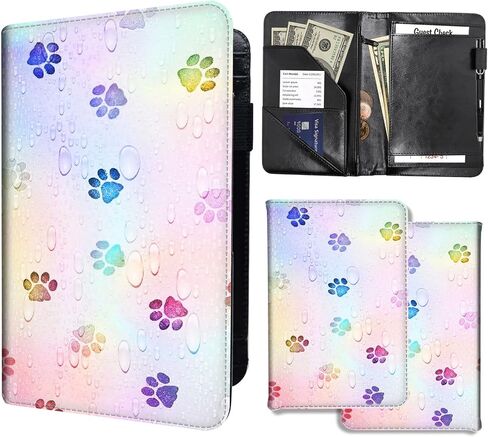Server Books for Waitress,PU Leather Waiter Book Server Wallet with Zipper Pocket,Cute Waitress Book&Waitstaff Organizer with Money Pocket Fit Server Apron,Sunset Wave in Saudi Arabia