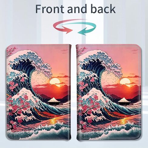 Server Books for Waitress,PU Leather Waiter Book Server Wallet with Zipper Pocket,Cute Waitress Book&Waitstaff Organizer with Money Pocket Fit Server Apron,Sunset Wave in Saudi Arabia