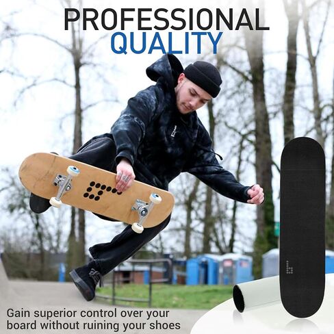 Braille Skateboarding Skateboard Grip Tape Waterproof Bubble Free 33" X 9.25" Non Slip Griptape, Skate Board Sandpaper Tape Grip Tape for Skateboards, Longboard, Cruiser, Scooter Grip Tape, Black B in Saudi Arabia