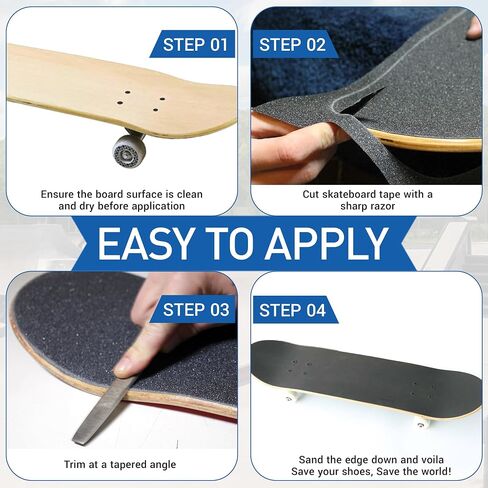 Braille Skateboarding Skateboard Grip Tape Waterproof Bubble Free 33" X 9.25" Non Slip Griptape, Skate Board Sandpaper Tape Grip Tape for Skateboards, Longboard, Cruiser, Scooter Grip Tape, Black B in Saudi Arabia
