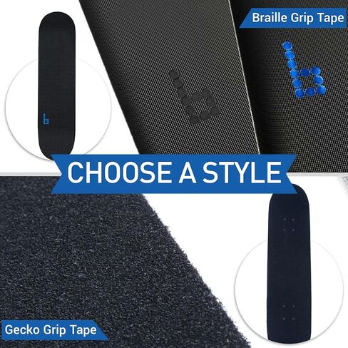 شريط قبضة لوح التزلج بطريقة برايل مقاوم للماء وخالي من الفقاعات 33 بوصة × 9.25 بوصة شريط غير قابل للانزلاق، شريط لاصق من ورق الصنفرة لألواح التزلج، لوح التزلج الطويل، الطراد، شريط قبضة سكوتر، أسود B in Kuwait