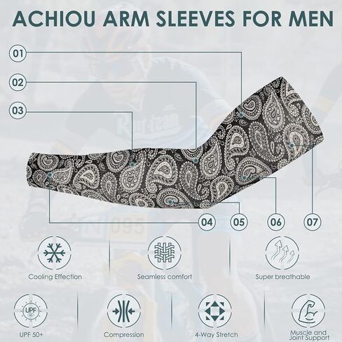 Achiou Basketball Arm Sleeves for Men & Women, Compression UV Sun Protection Sleeve UPF50+Volleyball Sports Tattoo-like in Saudi Arabia