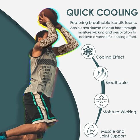 Achiou Basketball Arm Sleeves for Men & Women, Compression UV Sun Protection Sleeve UPF50+Volleyball Sports Tattoo-like in Saudi Arabia