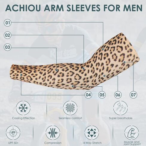 Achiou Basketball Arm Sleeves for Men & Women, Compression UV Sun Protection Sleeve UPF50+Volleyball Sports Tattoo-like in Saudi Arabia