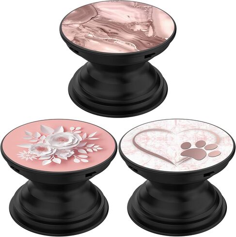 حامل عالمي للهاتف الخلوي وحامل الكمبيوتر اللوحي (3 عبوات) - زهرة رخامية باللون الذهبي الوردي على شكل قلب باللون الأبيض والوردي in Kuwait