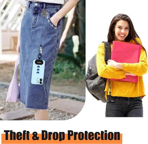 Azrra Drop Protection Phone Tether: 31" Retractable Phone Clip, Universal Retractable Phone Lanyard & Phone Tether Tabs in Saudi Arabia