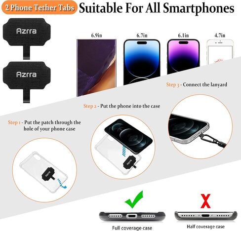 Azrra Drop Protection Phone Tether: 31" Retractable Phone Clip, Universal Retractable Phone Lanyard & Phone Tether Tabs in Saudi Arabia
