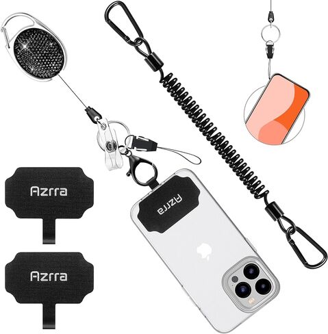 Azrra Drop Protection Phone Tether: 31" Retractable Phone Clip, Universal Retractable Phone Lanyard & Phone Tether Tabs in Saudi Arabia