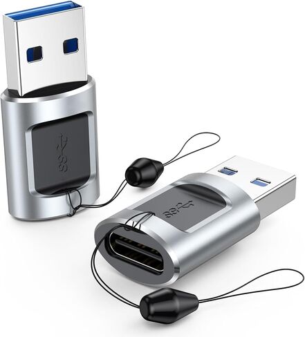 محول CLAVOOP USB إلى USB C، 2 حزمة، محولات USB إلى USBC-C مع سلسلة مفاتيح، محول USB C أنثى إلى USB ذكر 3.0، موصل USB-C من النوع C مع سلسلة مفاتيح ومزامنة بيانات لمنفذ MacBook Pro USBC in Kuwait