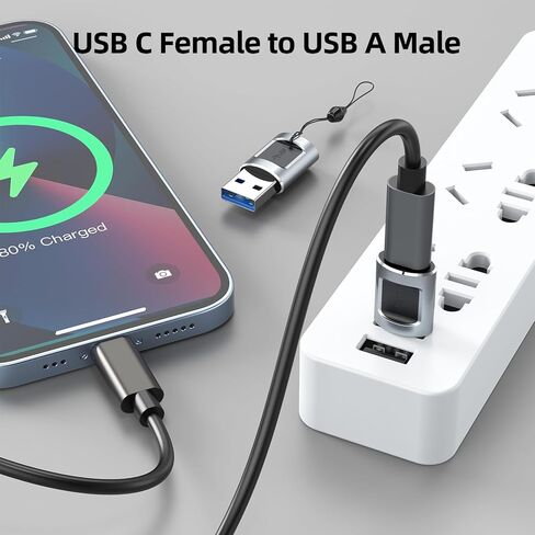محول CLAVOOP USB إلى USB C، 2 حزمة، محولات USB إلى USBC-C مع سلسلة مفاتيح، محول USB C أنثى إلى USB ذكر 3.0، موصل USB-C من النوع C مع سلسلة مفاتيح ومزامنة بيانات لمنفذ MacBook Pro USBC in Kuwait