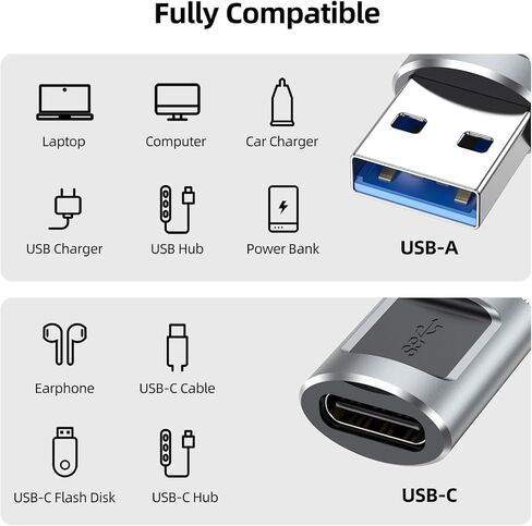محول CLAVOOP USB إلى USB C، 2 حزمة، محولات USB إلى USBC-C مع سلسلة مفاتيح، محول USB C أنثى إلى USB ذكر 3.0، موصل USB-C من النوع C مع سلسلة مفاتيح ومزامنة بيانات لمنفذ MacBook Pro USBC in Kuwait