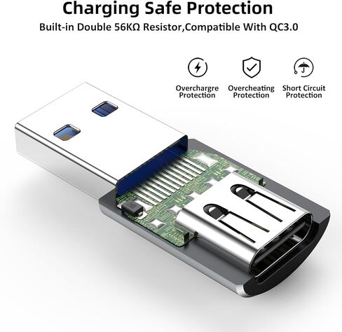 محول CLAVOOP USB إلى USB C، 2 حزمة، محولات USB إلى USBC-C مع سلسلة مفاتيح، محول USB C أنثى إلى USB ذكر 3.0، موصل USB-C من النوع C مع سلسلة مفاتيح ومزامنة بيانات لمنفذ MacBook Pro USBC in Kuwait