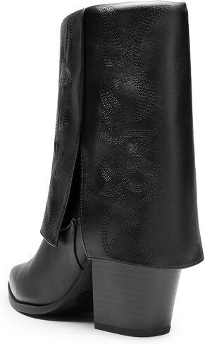 DREAM PAIRS Womens Cowboy Boots, Fold Over Pull On 3.14 Inch Chunky Heel Pointed Toe Embroidered Western Cowgirl Fashion Mid Calf Boots in Saudi Arabia