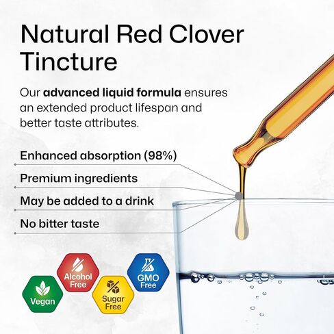 Red Clover Tincture - Red Clover Extract - Liquid Supplement for Women's Support - Alcohol and Sugar Free - Vegan Drops 2 Fl.Oz. in Saudi Arabia