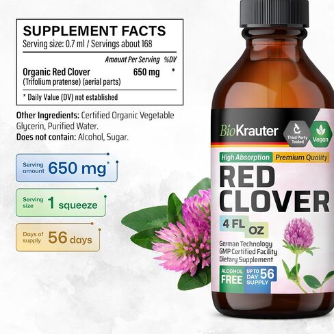 Red Clover Tincture - Red Clover Extract - Liquid Supplement for Women's Support - Alcohol and Sugar Free - Vegan Drops 2 Fl.Oz. in Saudi Arabia