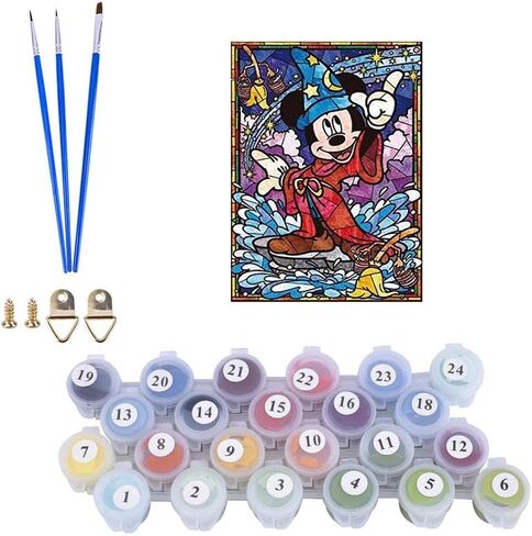 طلاء كيميلي بالأرقام للبالغين والأطفال، طلاء ميكي ماوس بالأرقام، طلاء أكريليك بالأرقام، مجموعة طلاء حائط المنزل، غرفة المعيشة، غرفة النوم، ديزني ميكي ماوس in Kuwait